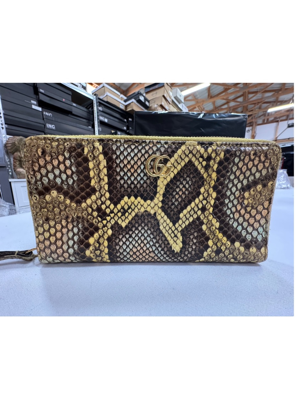 Gucci Marmont Zip Python Wallet with GG